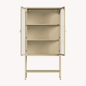 Szafa witrynowa Klippestad stal 160x80x35 cm kolor wielbłądzi [en.casa]