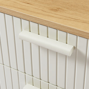 Stolik nocny Ferrersp z 2 szufladami 50x40x40 cm dąb optyka/piaskowy kolor [en.casa]