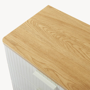 Komoda Ferrersp z 3 szufladami 70x60x40 cm dąb optyka/piaskowy kolor [en.casa]