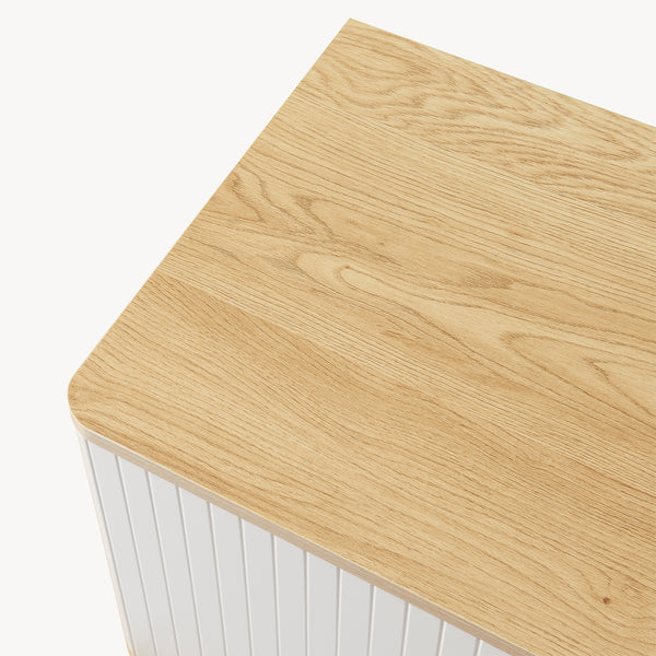 Szafka nocna Ferrersp z drzwiami 50x40x40 cm dąb optyka/piaskowy [en.casa]