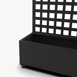 Przegroda Toma z donicą na kwiaty ze stali 190x82x38 cm czarna [casa.pro]