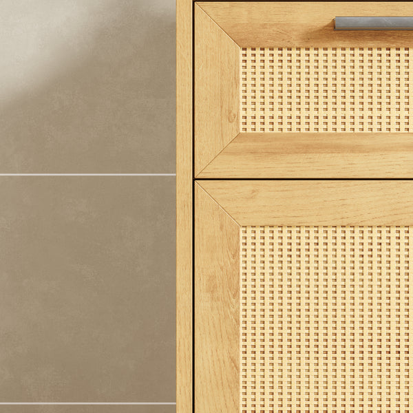 Szafka łazienkowa Marhasa 92x40x30 cm dąb optyczny/czarny [en.casa]