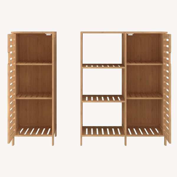 Szafka boczna Hakseri 2-częściowa 87x99x33 cm bambus naturalny [en.casa]