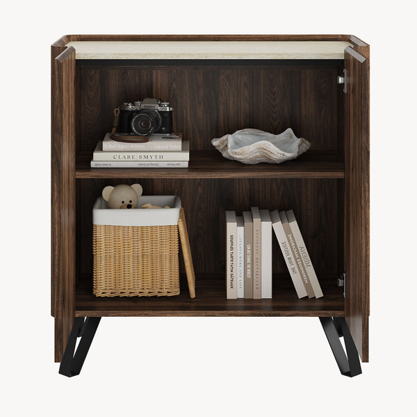 Komoda Trorlon 83x80x40 cm w optyce orzecha/trawertynu [en.casa]