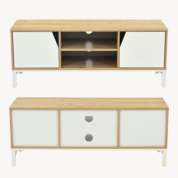 Szafka RTV Kerrköndam 120x40x46 cm dąb dekor/biały [en.casa]