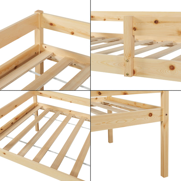 Podwójne łóżko dziecięce Sonkajärvi 90x200cm drewno sosnowe naturalne [en.casa]