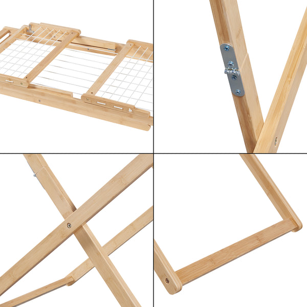 Składany konik na ubrania Fakala 154x59x82 cm bambus [en.casa]