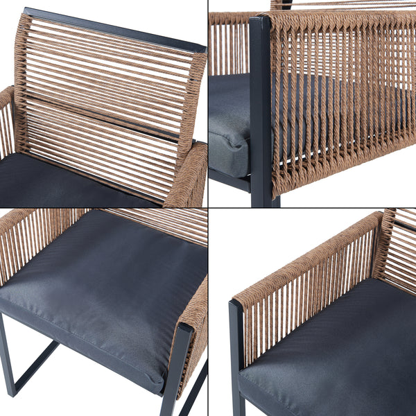 Accadia 3-częściowy zestaw mebli ogrodowych czarny/brązowy [casa.pro]