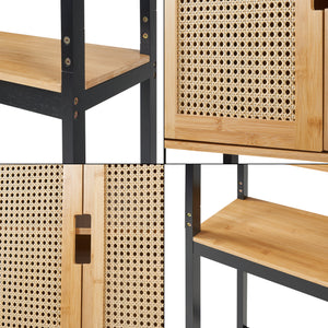 Szafka toaletowa Tervola 172x63x27 cm czarna/bambus [en.casa]