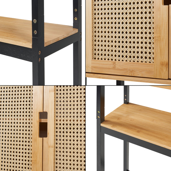 Szafka toaletowa Tervola 172x63x27 cm czarna/bambus [en.casa]