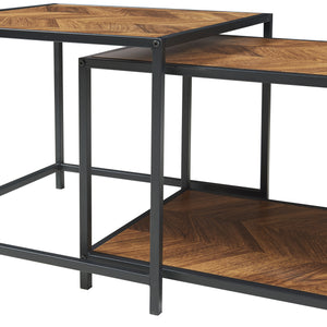 2-częściowy stolik kawowy Kurghore, czarny/dębowy, ciemny [en.casa]