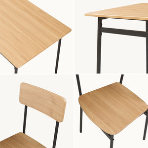 Zestaw jadalniany Pollenev 5-częściowy czarny/dąb [en.casa]