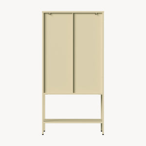 Szafa witrynowa Klippestad stal 160x80x35 cm kolor wielbłądzi [en.casa]