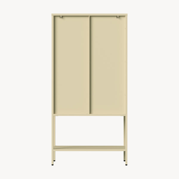 Szafa witrynowa Klippestad stal 160x80x35 cm kolor wielbłądzi [en.casa]