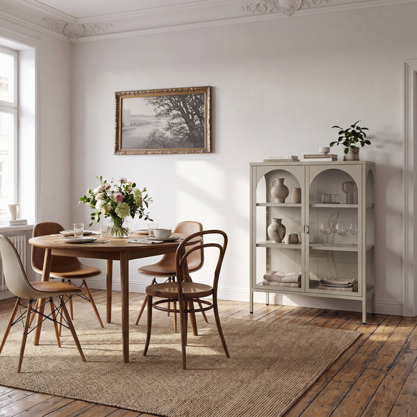 Witryna-komoda Klippestad stal 95x80x35 cm kolor wielbłądzi [en.casa]