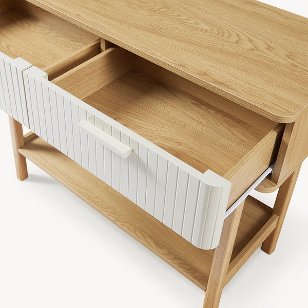 Konsolentisch Ferrersp z 2 szufladami 100x40x80 cm dąb/sandfarben [en.casa]