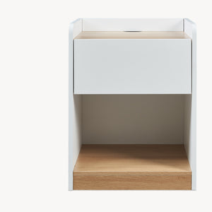 Stolik nocny Kuorshare 55x42x37 cm biały/dąb [en.casa]