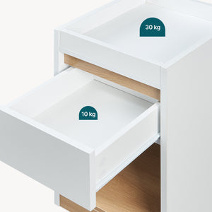 Stolik nocny Lure 55x30x35 cm biały/dąb [en.casa]