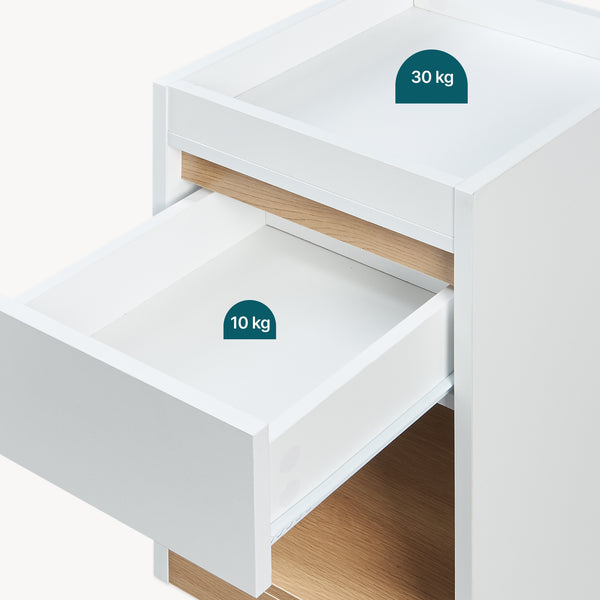 Stolik nocny Lure 55x30x35 cm biały/dąb [en.casa]