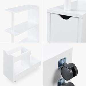 Regał niszowy z wysuwem na rolkach Fadeskimma 113x19x45 cm Biały [en.casa]