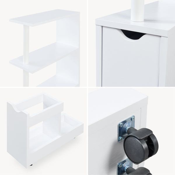 Regał niszowy z wysuwem na rolkach Fadeskimma 113x19x45 cm Biały [en.casa]