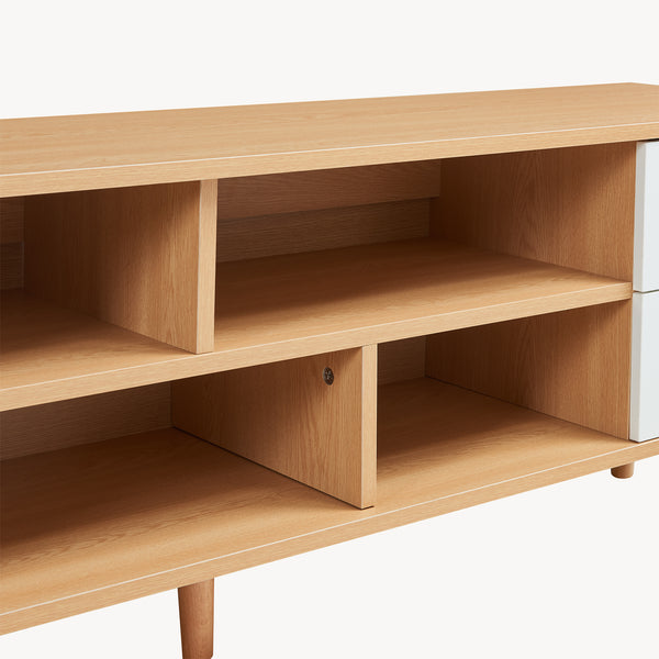 Szafka RTV Bordkak 140x30x45 cm dąb optyczny/biały [en.casa]