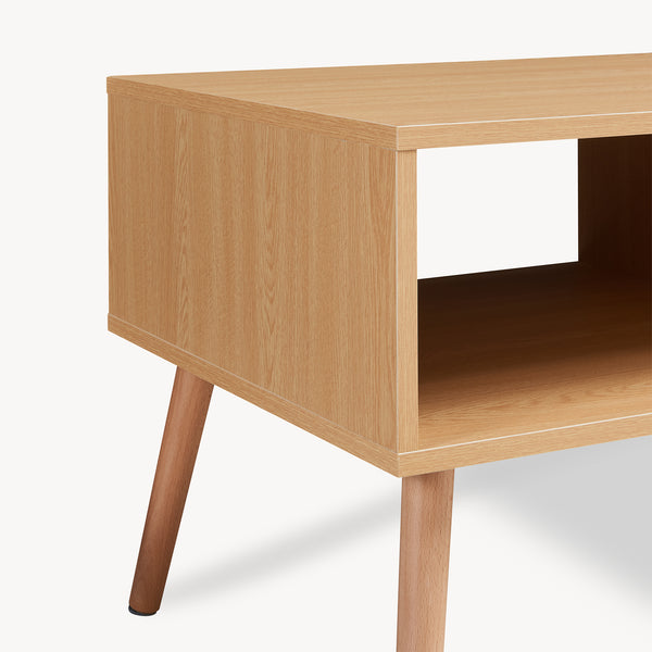 Stolik kawowy Bordkak z szufladą 100x48x45 cm dąb optyka/biały [en.casa]