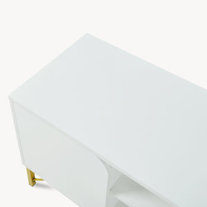 Szafka RTV Reyri 120x39x52 cm Biała/Złota [en.casa]