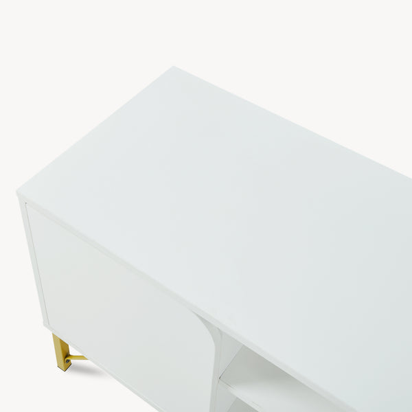 Szafka RTV Reyri 120x39x52 cm Biała/Złota [en.casa]