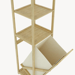 Regał łazienkowy z koszem na pranie Anun 130x36x33 cm bambus kolor drewna [en.casa]