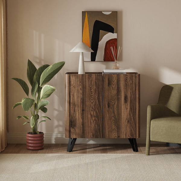 Komoda Trorlon 83x80x40 cm w optyce orzecha/trawertynu [en.casa]