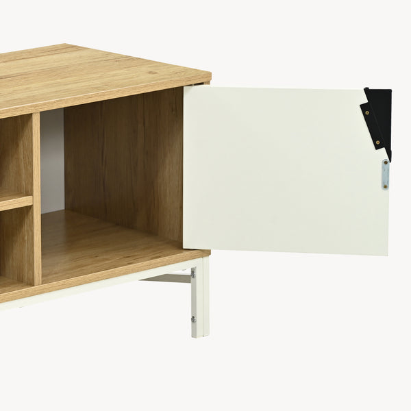 Szafka RTV Kerrköndam 120x40x46 cm dąb dekor/biały [en.casa]