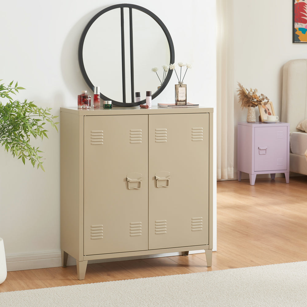 Metalowa szafka Oripää 90x80x33 cm kolor camel [en.casa]