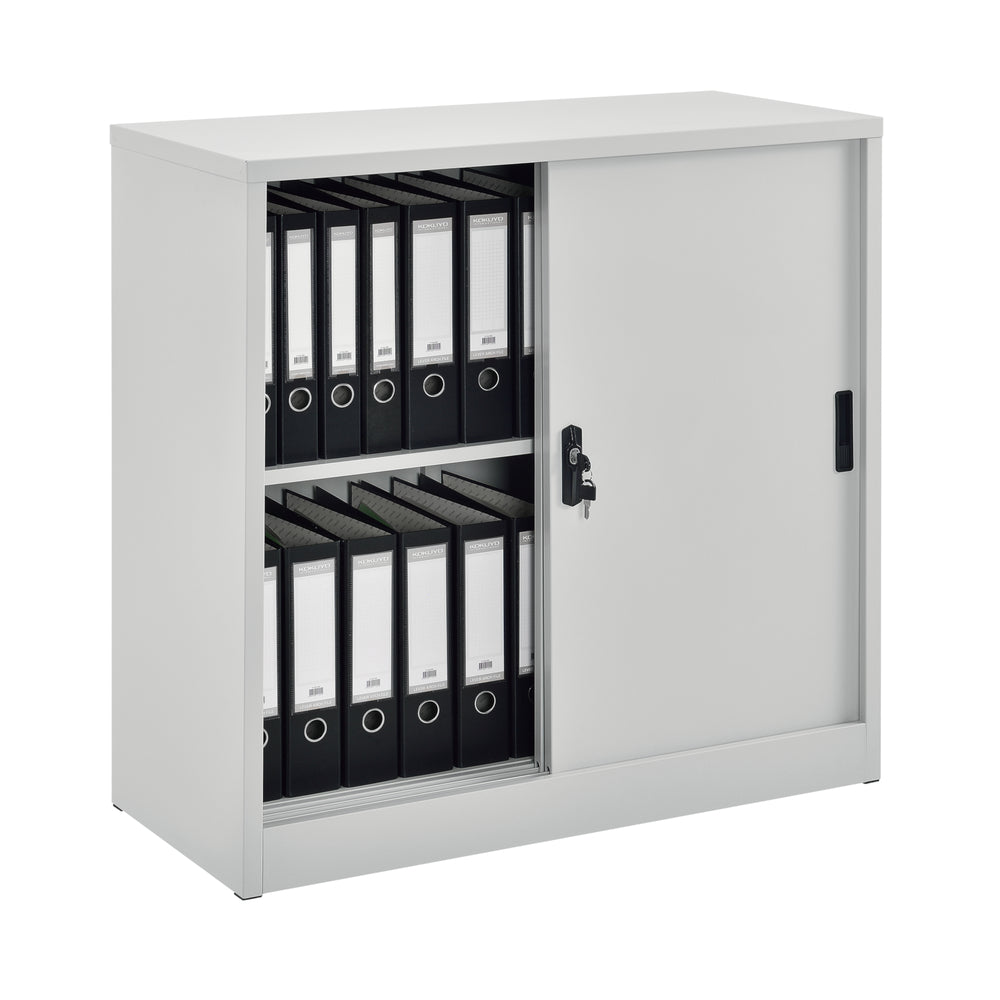 Szafa na akta Ancona 90x40x90 z 2 drzwiami przesuwnymi i zamkiem cylindrycznym w różnych kolorach en.casa