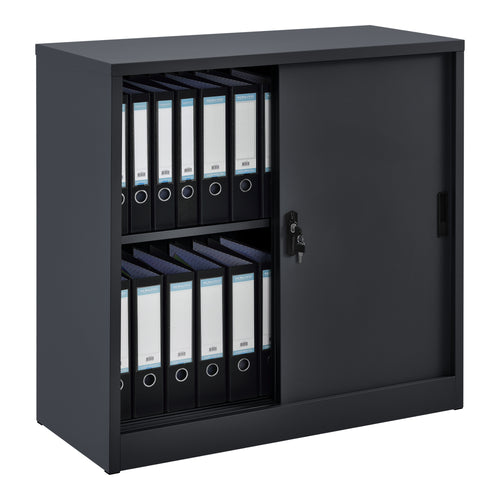 Szafa na akta Ancona 90x40x90 z 2 drzwiami przesuwnymi i zamkiem cylindrycznym w różnych kolorach en.casa