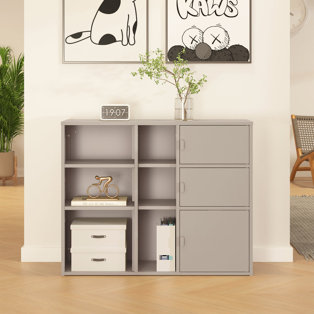 Szafa na akta Kliri stalowa 100x32x81 cm ciepły szary [en.casa]
