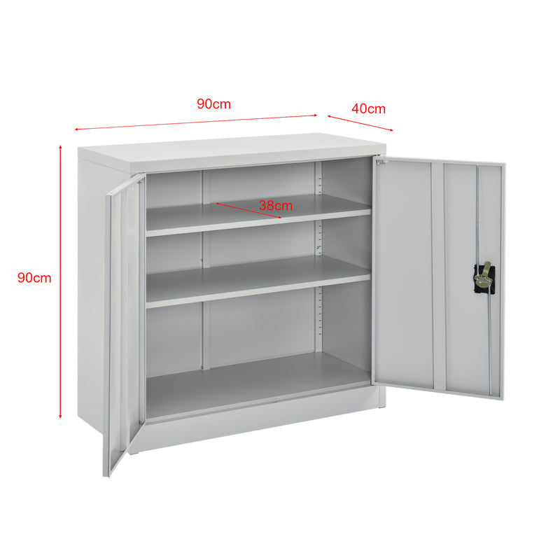 Szkic wymiarowy Szafka na dokumenty Terni 90x40x90 cm z 3 schowkami i zamkiem cylindrycznym metalowa en.casa