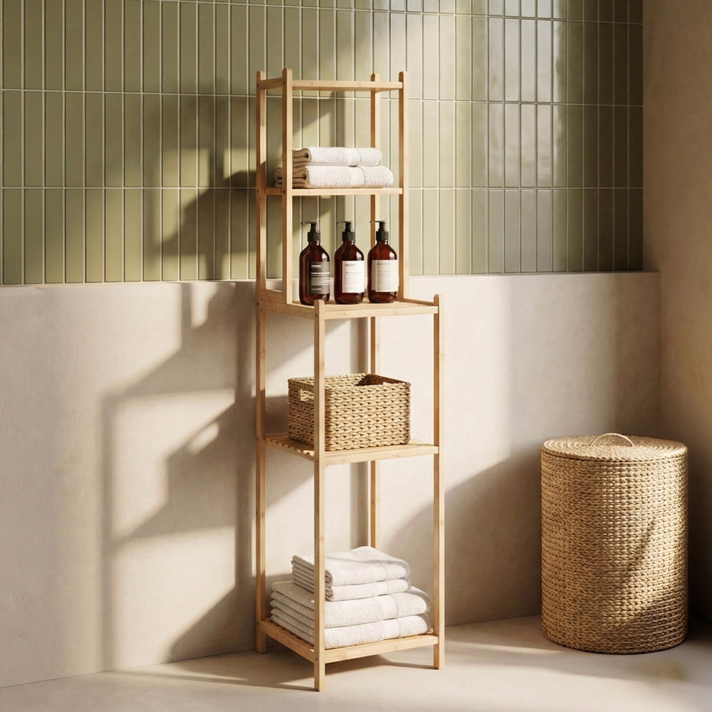 Regał łazienkowy Anun 128x30x30 cm bambus naturalny [en.casa]