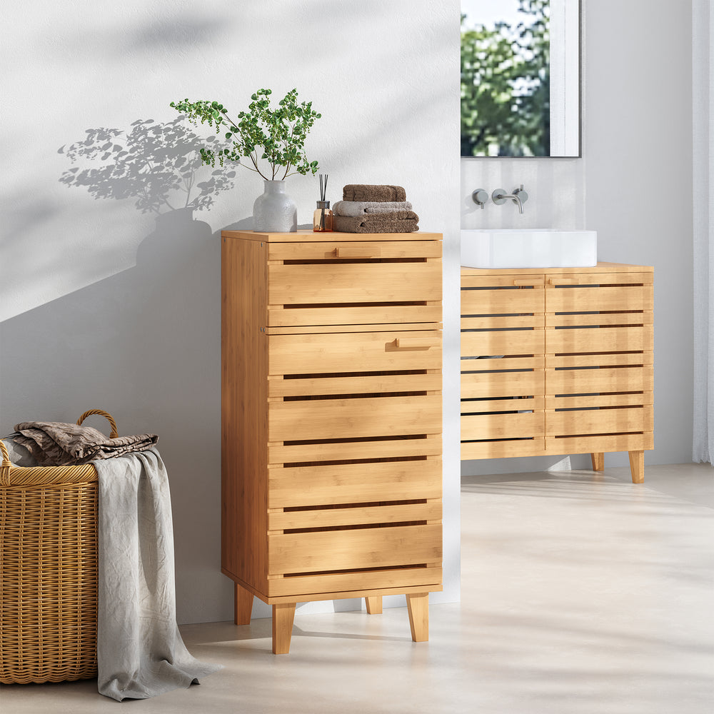 Badezimmerschrank Epind 75x33x30 cm Bambus Natur [en.casa] - premiumXL