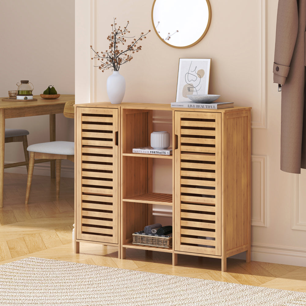 Szafka boczna Hakseri 2-częściowa 87x99x33 cm bambus naturalny [en.casa]