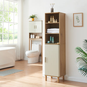 Szafka wysoka Ferrersp 160x42x35 cm dąb/kolory piaskowe [en.casa]