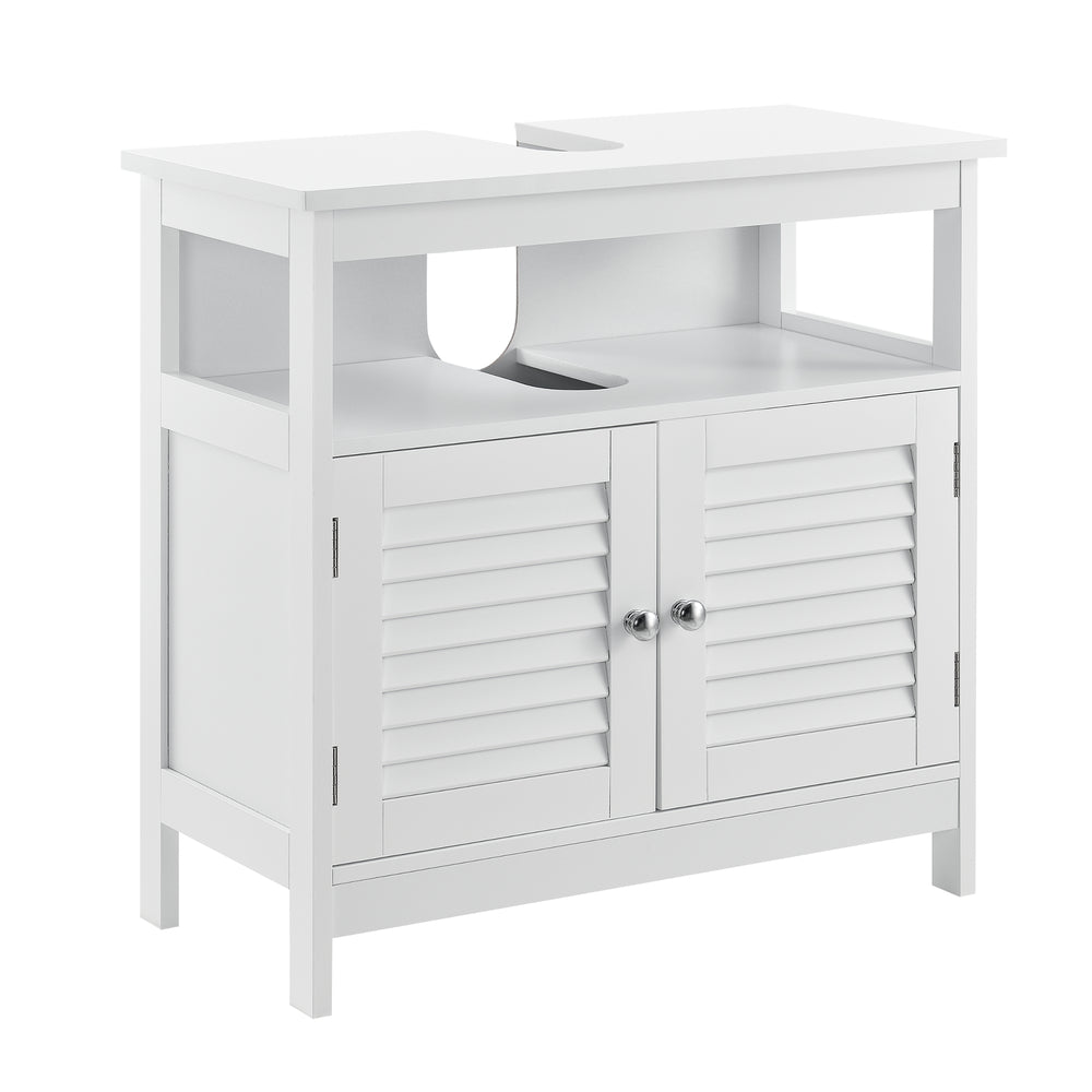 [en.casa]® Rustykalna szafka pod umywalkę 60x60x30 cm biała z półką i drzwiczkami
