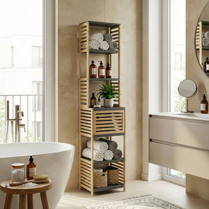 Regał łazienkowy Kydesby bambus naturalny/szary [en.casa]