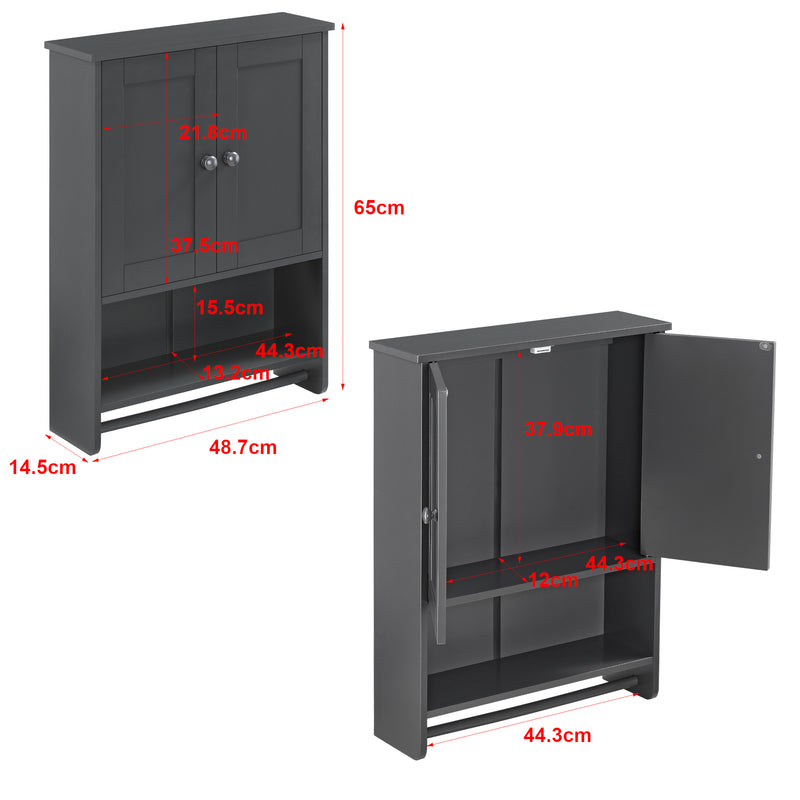 Szkic wymiarowy Szafka łazienkowa Steyr 65x49x15 cm z wieszakiem na ręczniki MDF różne kolory Colours en.casa