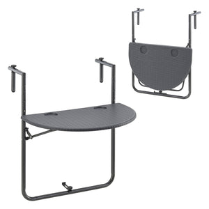 Balkonhängetisch Cicala 84x60x64 cm Halbrund Stahl Dunkelgrau [en.casa] - premiumXL