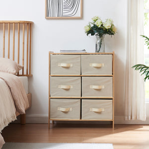 Komoda Maldon z materiałowymi szufladami natura/beż [en.casa]