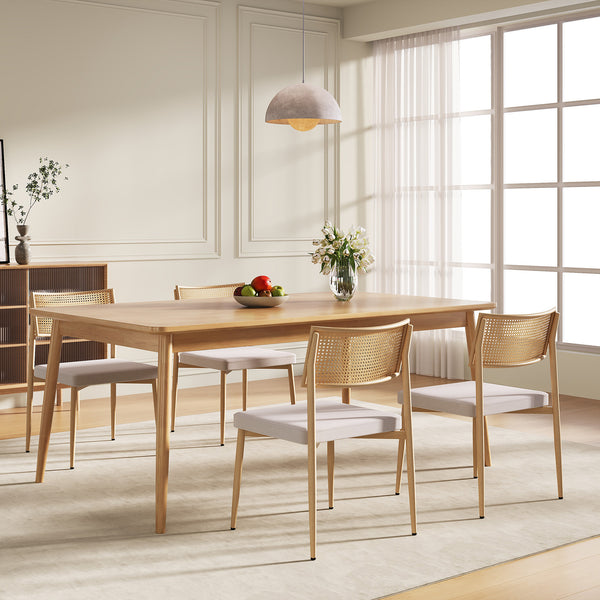 Zestaw krzeseł do jadalni Jördfjok tkanina w optyce rattanu/beżowy [en.casa]