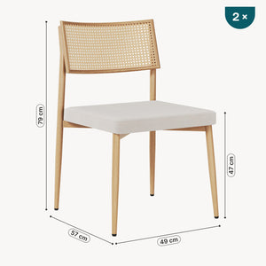 Zestaw krzeseł do jadalni Jördfjok tkanina w optyce rattanu/beżowy [en.casa]