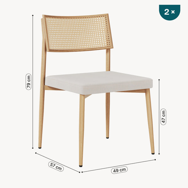 Zestaw krzeseł do jadalni Jördfjok tkanina w optyce rattanu/beżowy [en.casa]