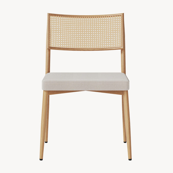 Zestaw krzeseł do jadalni Jördfjok tkanina w optyce rattanu/beżowy [en.casa]